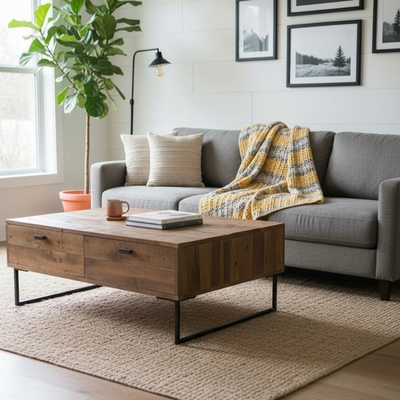 Vintage Other - Handmade Crochet Blanket Lapghan Mustard Yellow Earth Tone Stripe Throw 36 X 34